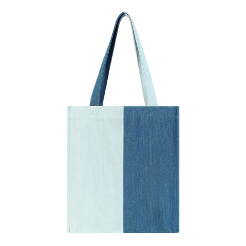Aesthetic Premium Designer Colorblock Large Denim Tote Bag | 2025 Niche Lightweight Foldable Handbag with Pockets-Dawnlit Shores