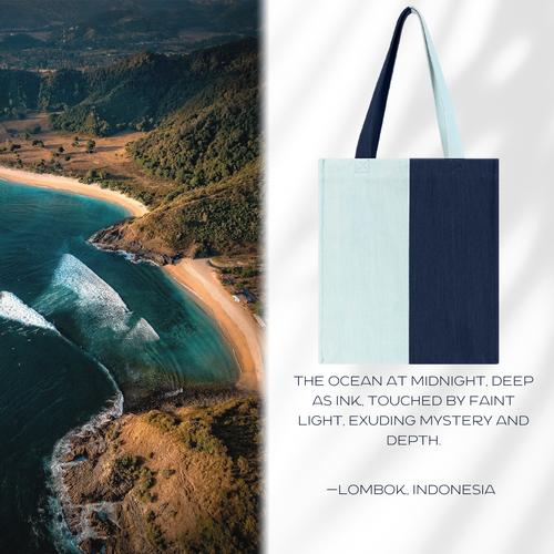 Aesthetic Premium Designer Colorblock Large Denim Tote Bag | 2025 Niche Lightweight Foldable Handbag with Pockets-Midnight Tides