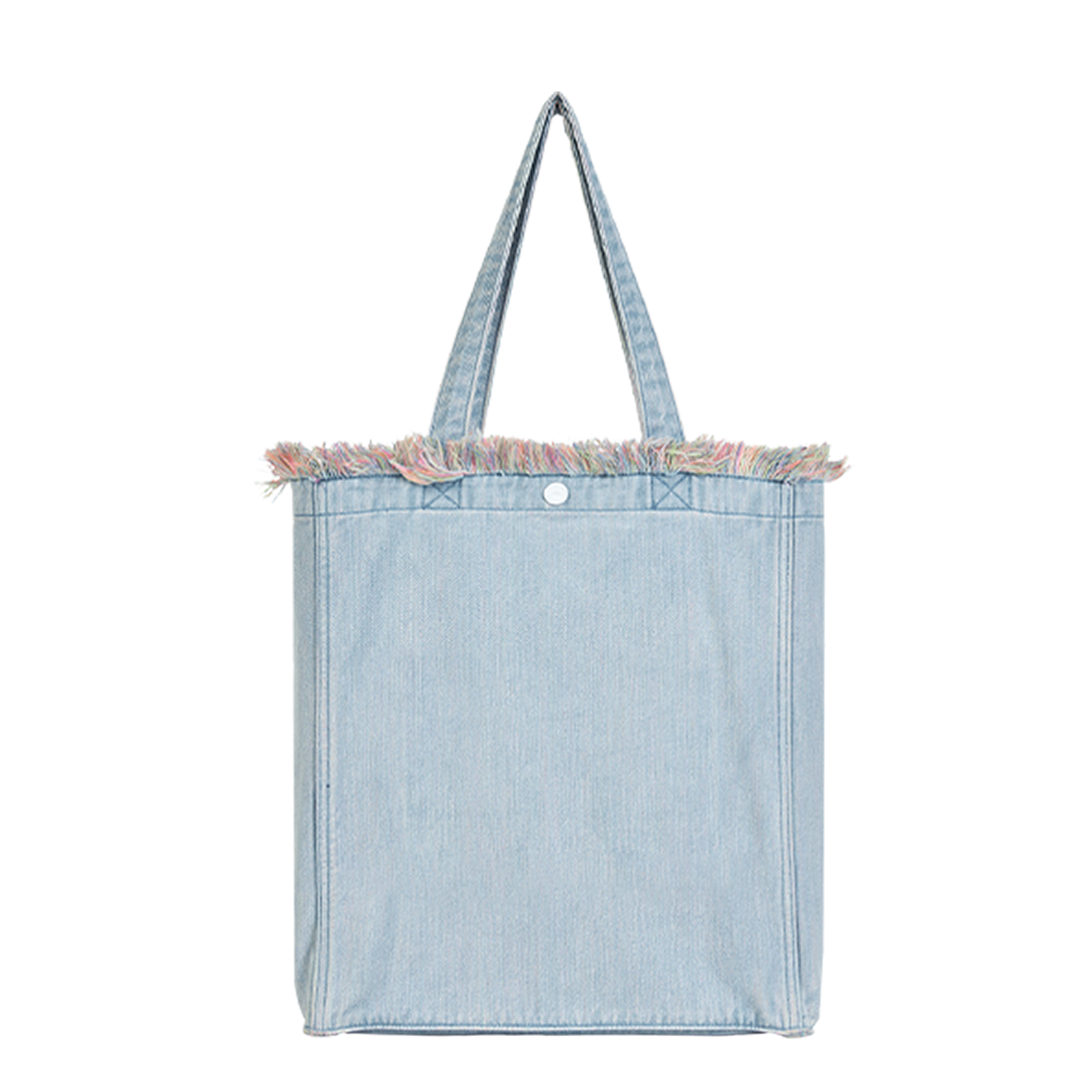 Aesthetic Premium Designer Red Colorful Fringe Boho Denim Tote Bag | 2025 Niche Lightweight Foldable Handbag with Pockets-Morning Mist