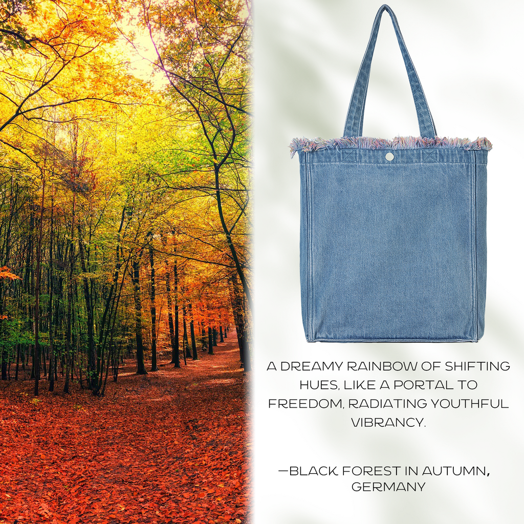 Aesthetic Premium Designer Red Colorful Fringe Boho Denim Tote Bag | 2025 Niche Lightweight Foldable Handbag with Pockets-Rainbow Haven