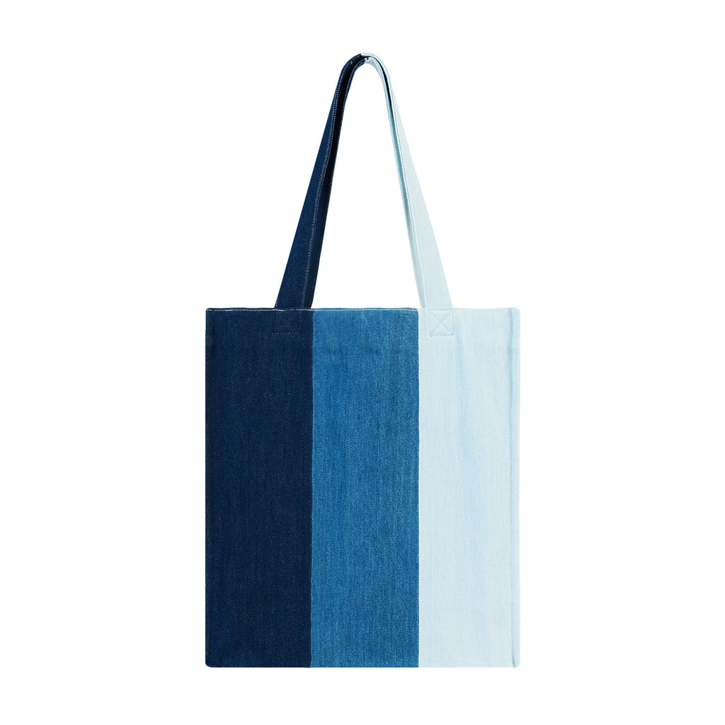 Aesthetic Premium Designer Colorblock Large Denim Tote Bag | 2025 Niche Lightweight Foldable Handbag with Pockets-Spring’s Melody