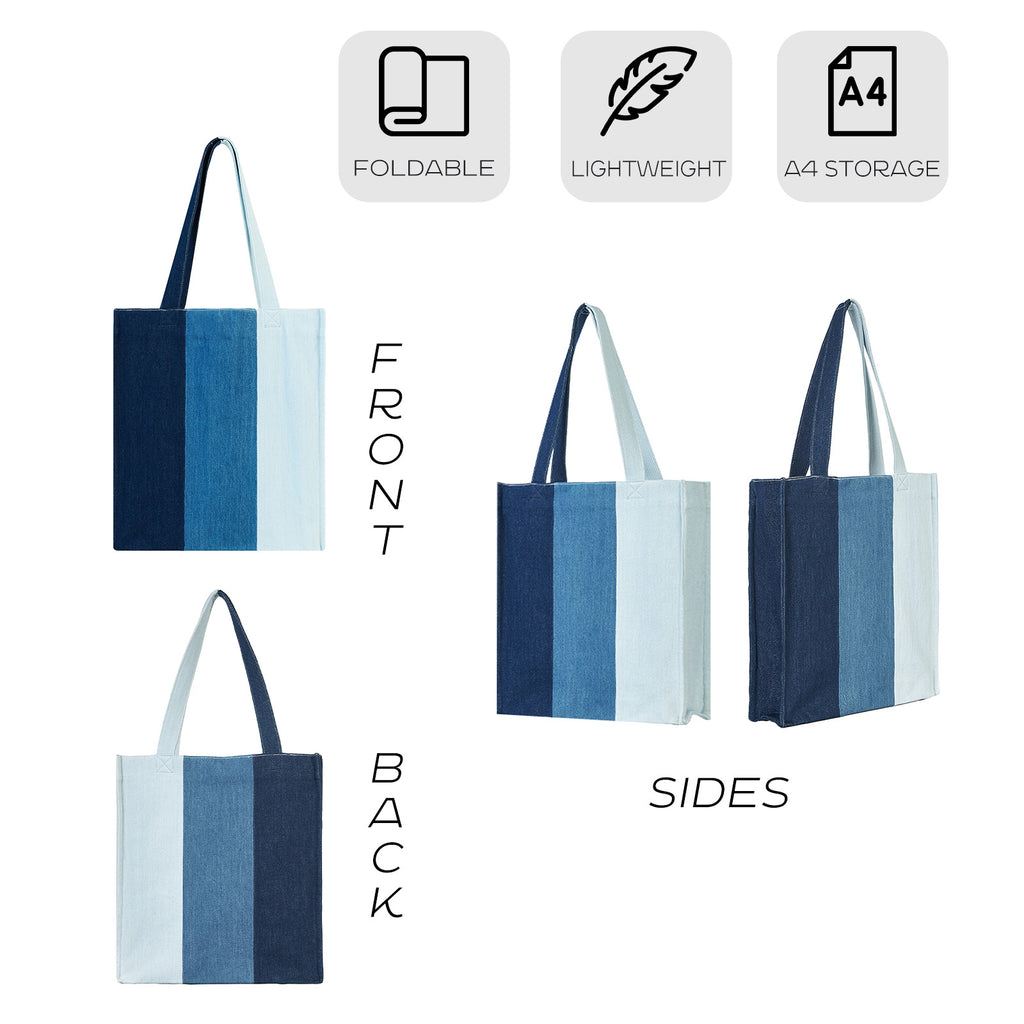 Aesthetic Premium Designer Colorblock Large Denim Tote Bag | 2025 Niche Lightweight Foldable Handbag with Pockets-Spring’s Melody