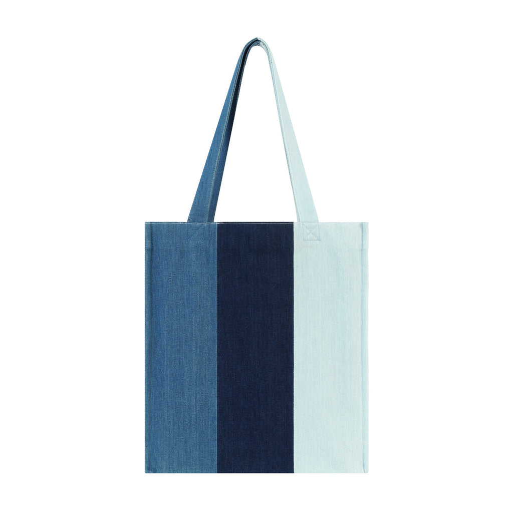 Aesthetic Premium Designer Colorblock Large Denim Tote Bag | 2025 Niche Lightweight Foldable Handbag with Pockets-Twilight Grove