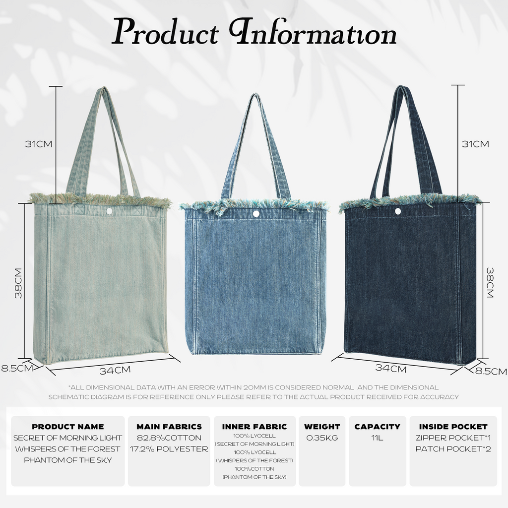 Aesthetic Premium Designer Green Colorful Fringe Boho Denim Tote Bag | 2025 Niche Lightweight Foldable Handbag with Pockets-Whispers of the Forest