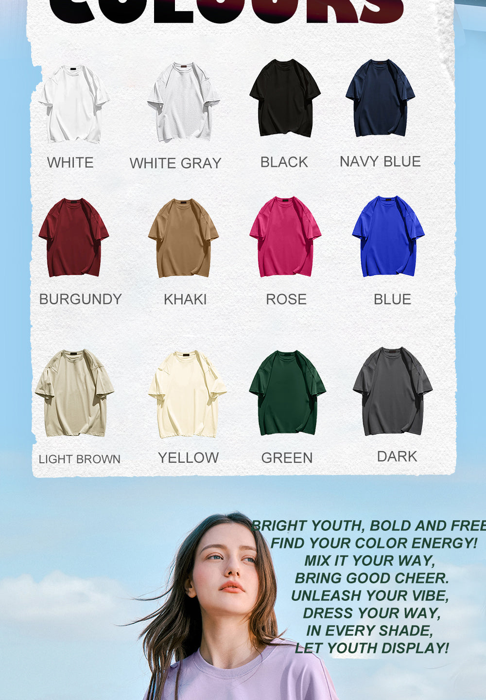 Vibefits Solid Color Cotton Tee – Minimalist Everyday Essential for Streetwear Lovers